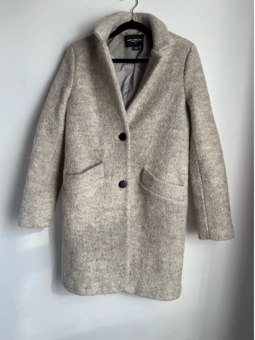 Andrew Marc Jacket New York Women’s Light Gray Single-Breasted Wool Blend - Picture 3 of 9